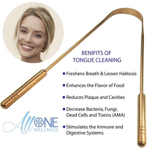 Tongue Cleaner - Tongue Scraper | Copper & Stainless Steel - AllOne Wellness